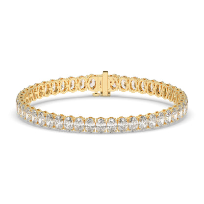 Fabienne Tennisarmband mit Labordiamanten im Ovalschliff aus 585 Gelbgold, Vorderansicht 