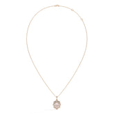 Florine Blüten-Halskette mit rosa ovalem Labordiamanten aus 585 Roségold, Ansicht der ganzen Kette 