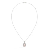 Florine Blüten-Halskette mit rosa ovalem Labordiamanten aus 585 Weißgold, Ansicht der ganzen Kette 