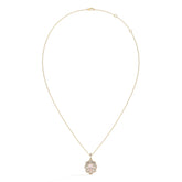 Florine Blüten-Halskette mit rosa ovalem Labordiamanten aus 585 Gelbgold, Ansicht der ganzen Kette 