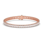 Gwen Tennisarmband mit Labordiamanten im Smaragdschliff aus 585 Roségold, Vorderansicht 