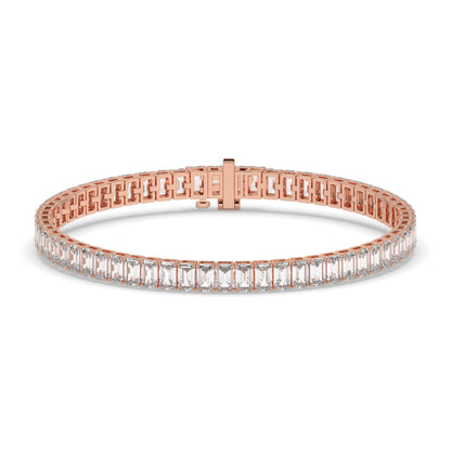 Gwen Tennisarmband mit Labordiamanten im Smaragdschliff aus 585 Roségold, Vorderansicht 