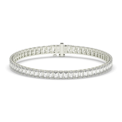 Gwen Tennisarmband mit Labordiamanten im Smaragdschliff aus 585 Weißgold, Vorderansicht 