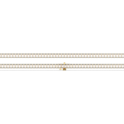 Gwen Tennisarmband mit Labordiamanten im Smaragdschliff aus 585 Gelbgold, flach liegend, volle Länge 