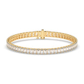 Gwen Tennisarmband mit Labordiamanten im Smaragdschliff aus 585 Gelbgold, Vorderansicht 