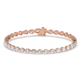 Hermine Tennisarmband mit Labordiamanten im Tropfenschliff aus 585 Roségold, Vorderansicht 