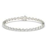 Hermine Tennisarmband mit Labordiamanten im Tropfenschliff aus 585 Weißgold, Vorderansicht 