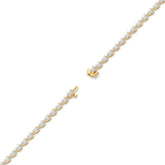 Hermine Tennisarmband mit Labordiamanten im Tropfenschliff aus 585 Gelbgold, volle Länge, Diagonalansicht 