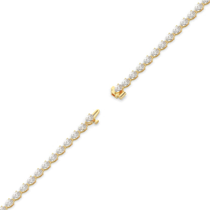 Hermine Tennisarmband mit Labordiamanten im Tropfenschliff aus 585 Gelbgold, volle Länge, Diagonalansicht 
