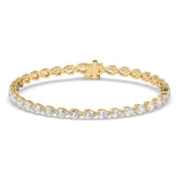 Hermine Tennisarmband mit Labordiamanten im Tropfenschliff aus 585 Gelbgold, Vorderansicht 