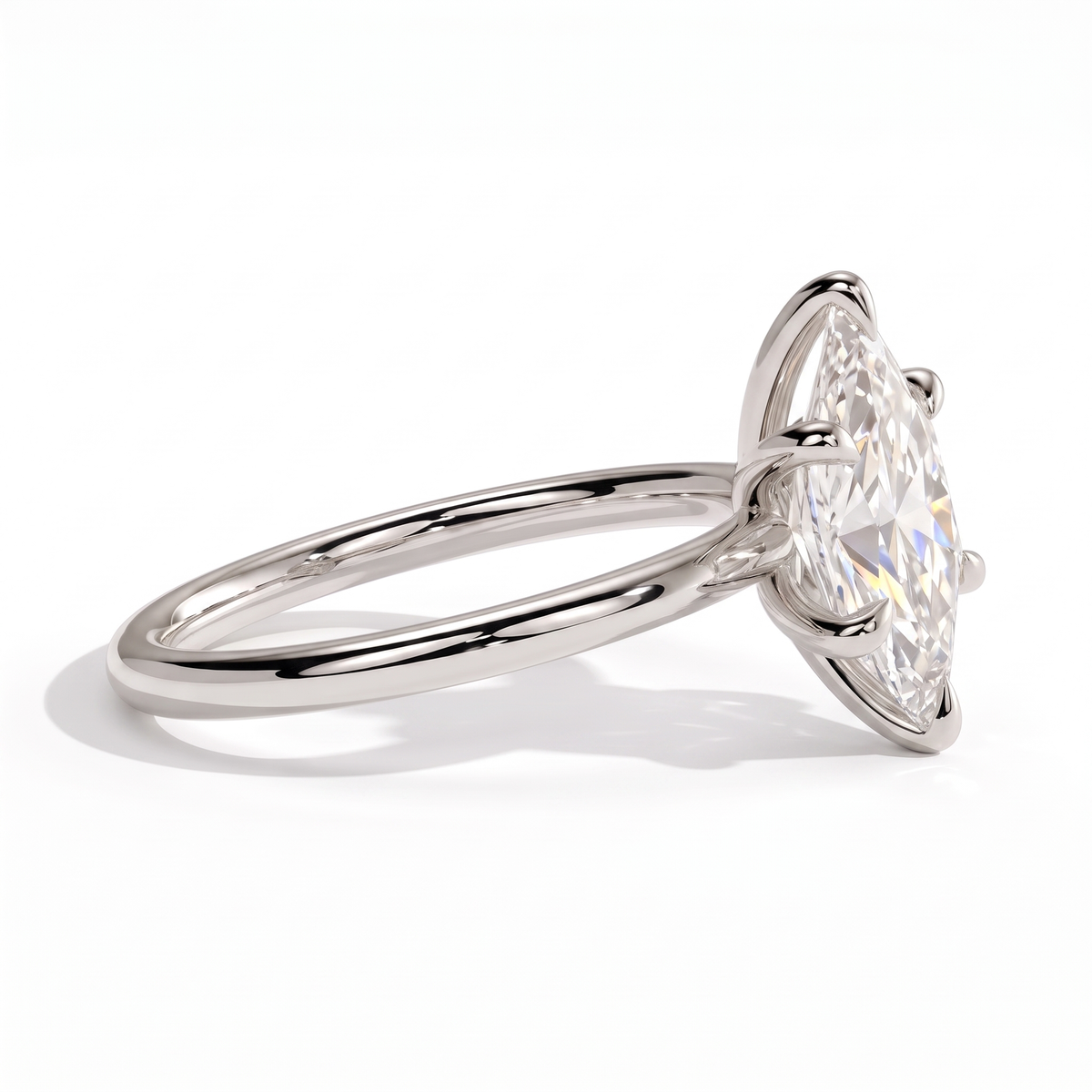 Nadine Dutch Marquise Solitaire Ring 750 White Gold side view 