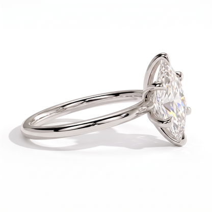 Nadine Dutch Marquise Solitaire Ring 750 White Gold side view 