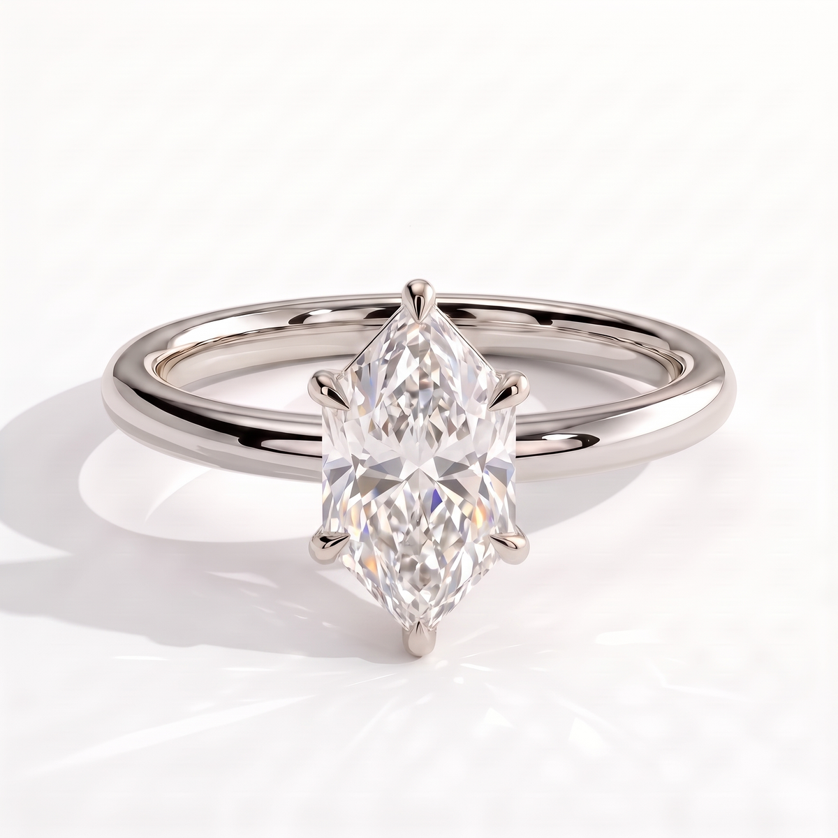 Nadine Dutch Marquise Solitaire Ring 585 White Gold front 