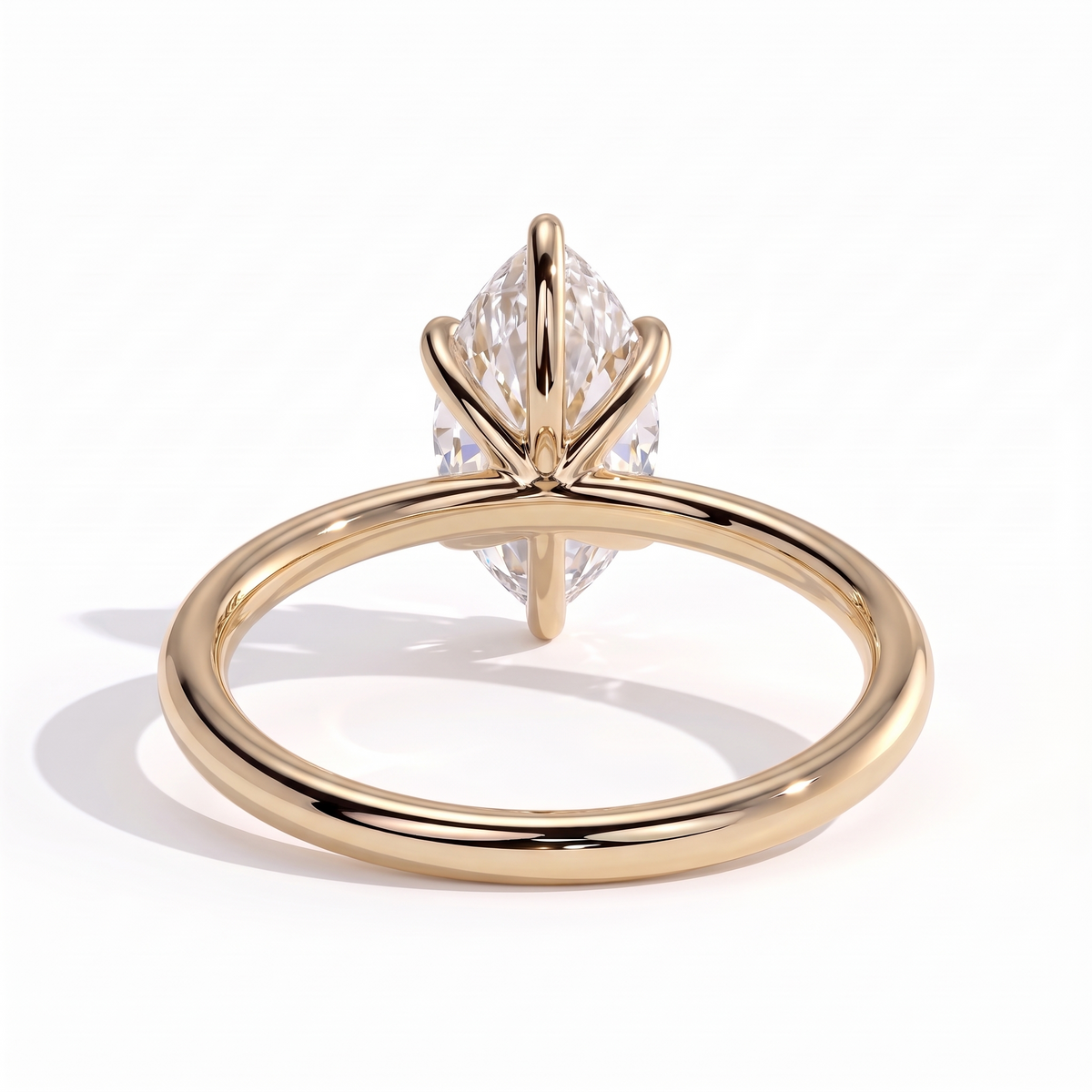 Nadine Dutch Marquise Solitaire Ring 750 Yellow Gold back view 
