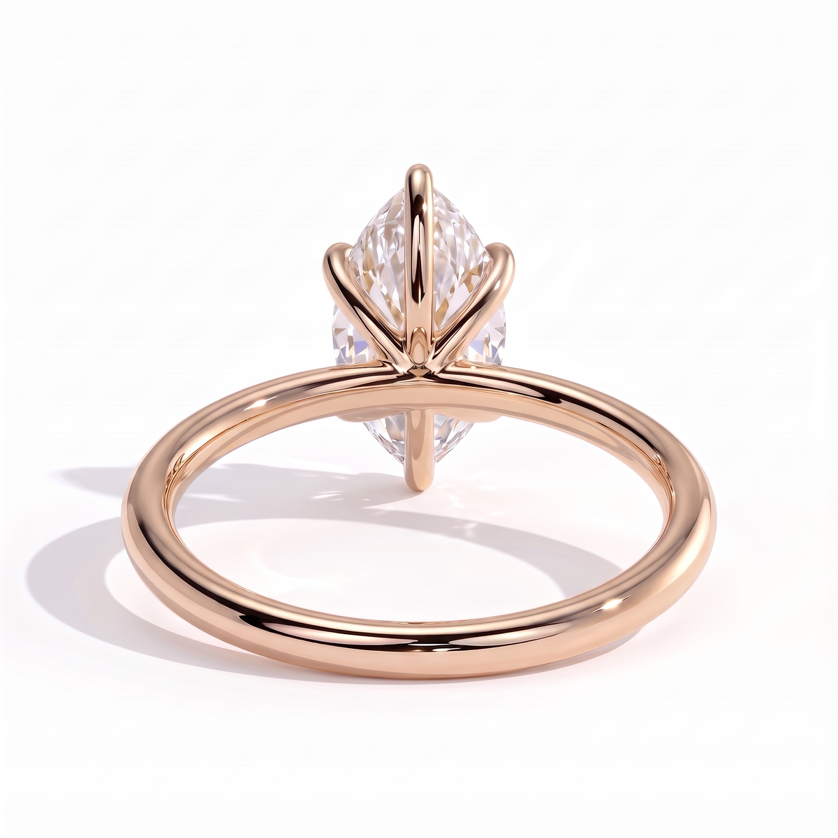 Nadine Dutch Marquise Solitaire Ring 750 Rose Gold back view 
