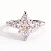 Eudora Dutch Marquise Three Stone Ring 585 White Gold front 