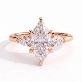 Eudora Dutch Marquise Three Stone Ring 750 Rose Gold front 