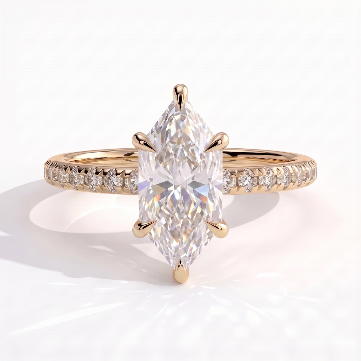 Halina Dutch Marquise Hidden Halo Ring 585 Yellow Gold front 