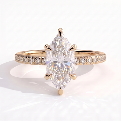 Halina Dutch Marquise Hidden Halo Ring 585 Yellow Gold front 
