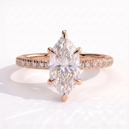Halina Dutch Marquise Hidden Halo Ring 750 Rose Gold front 