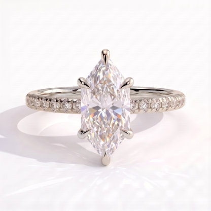 Halina Dutch Marquise Hidden Halo Ring 950 Platinum front 