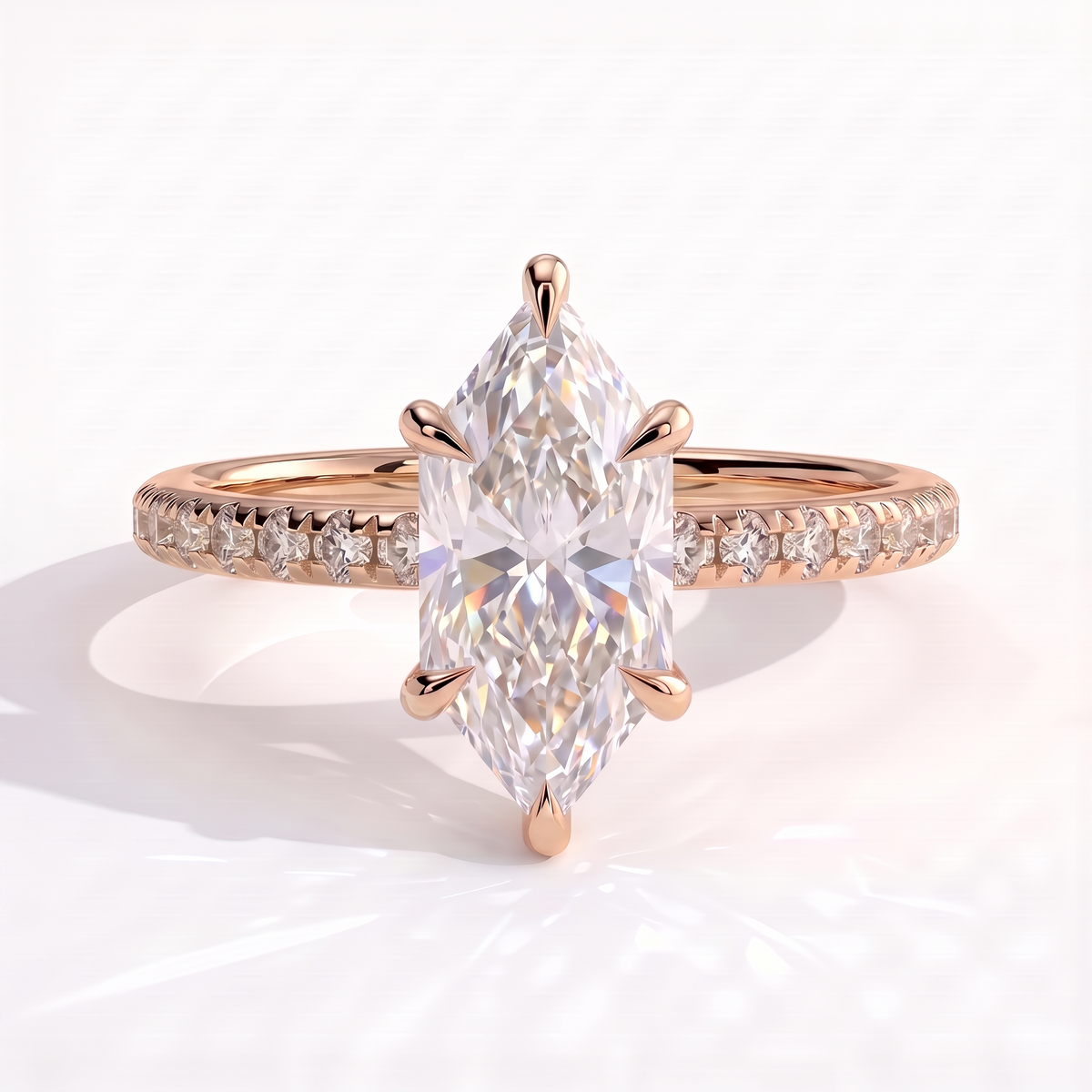 Halina Dutch Marquise Hidden Halo Ring 585 Rose Gold front 
