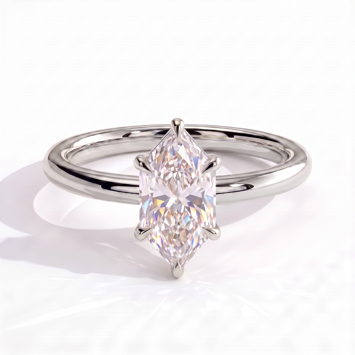 Eloise Dutch Marquise Hidden Halo Ring 585 White Gold front 