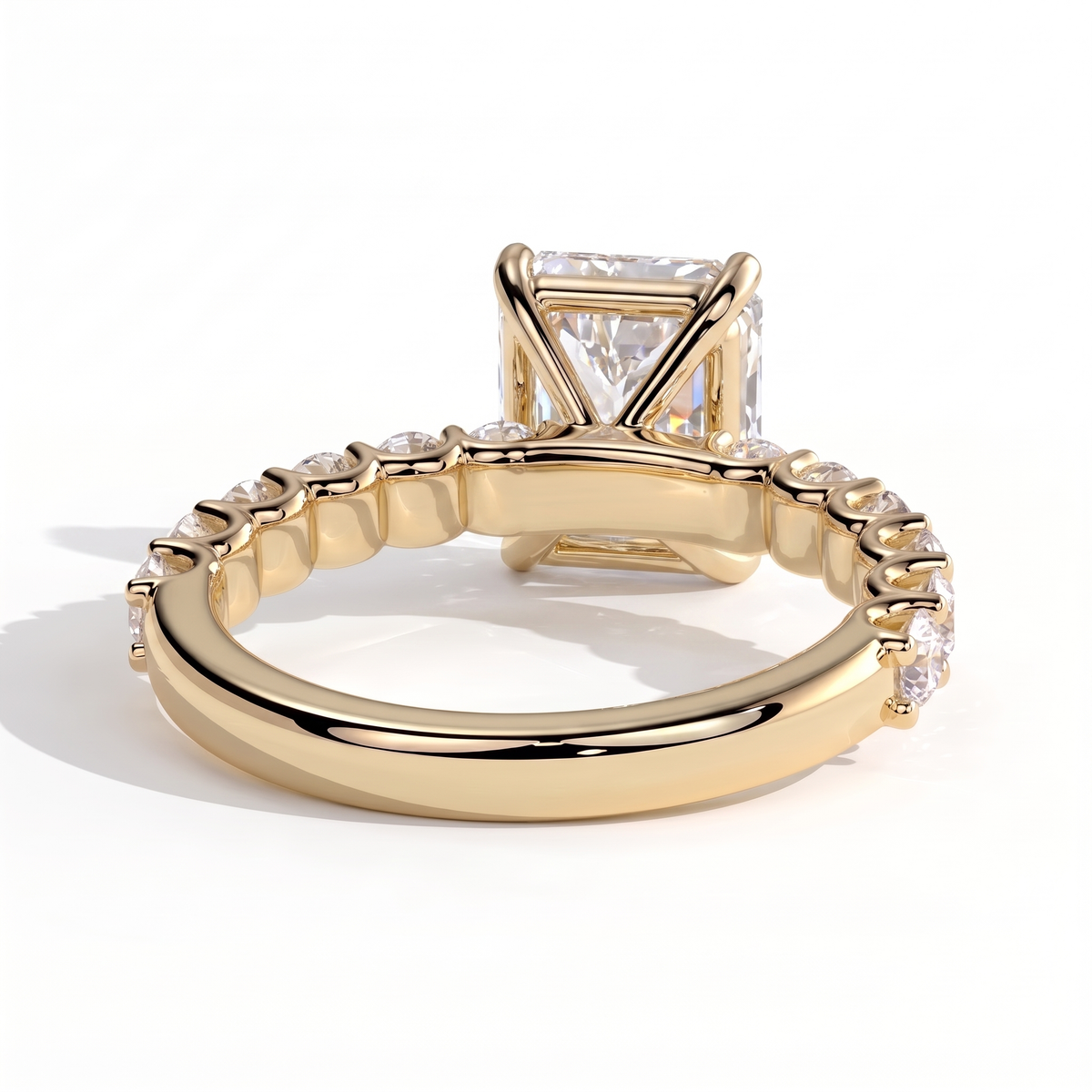 Frieda Radiant Solitaire Ring 585 Yellow Gold back view 