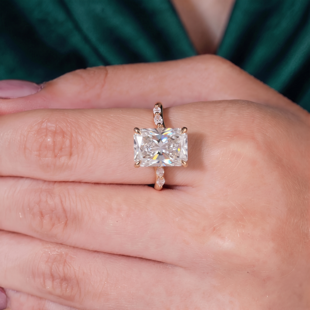 Galene Radiant Hidden Halo Ring 950 Platinum on hand 