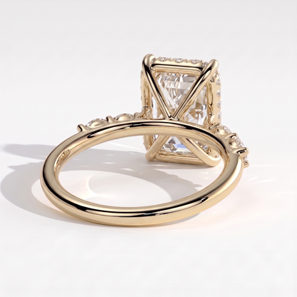 Galene Radiant Hidden Halo Ring 585 Yellow Gold back view 
