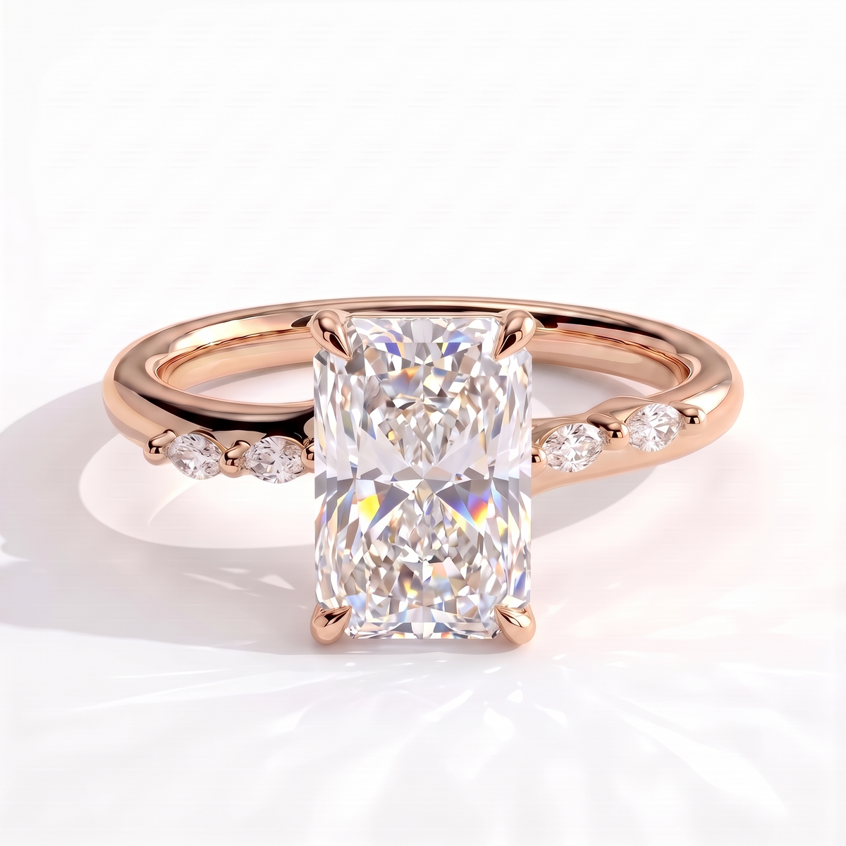 Galene Radiant Hidden Halo Ring 750 Rose Gold front 