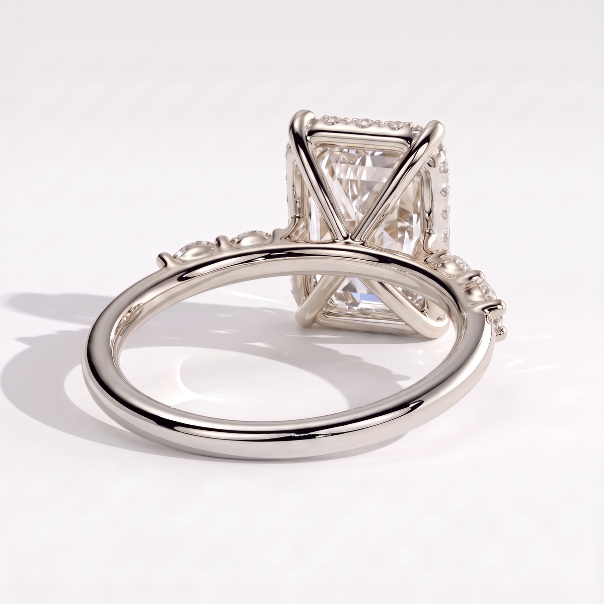 Galene Radiant Hidden Halo Ring 950 Platinum back view 