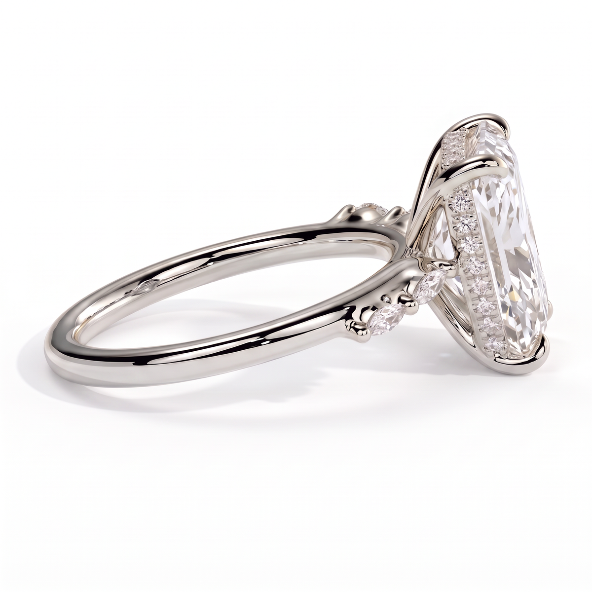 Galene Radiant Hidden Halo Ring 950 Platinum side view 
