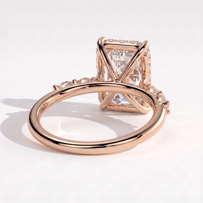 Galene Radiant Hidden Halo Ring 585 Rose Gold back view 