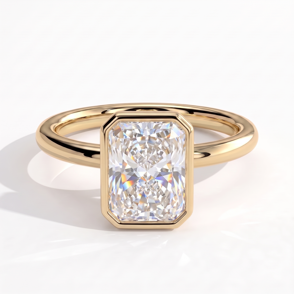 Thalia Radiant Bezel Ring 750 Yellow Gold front 
