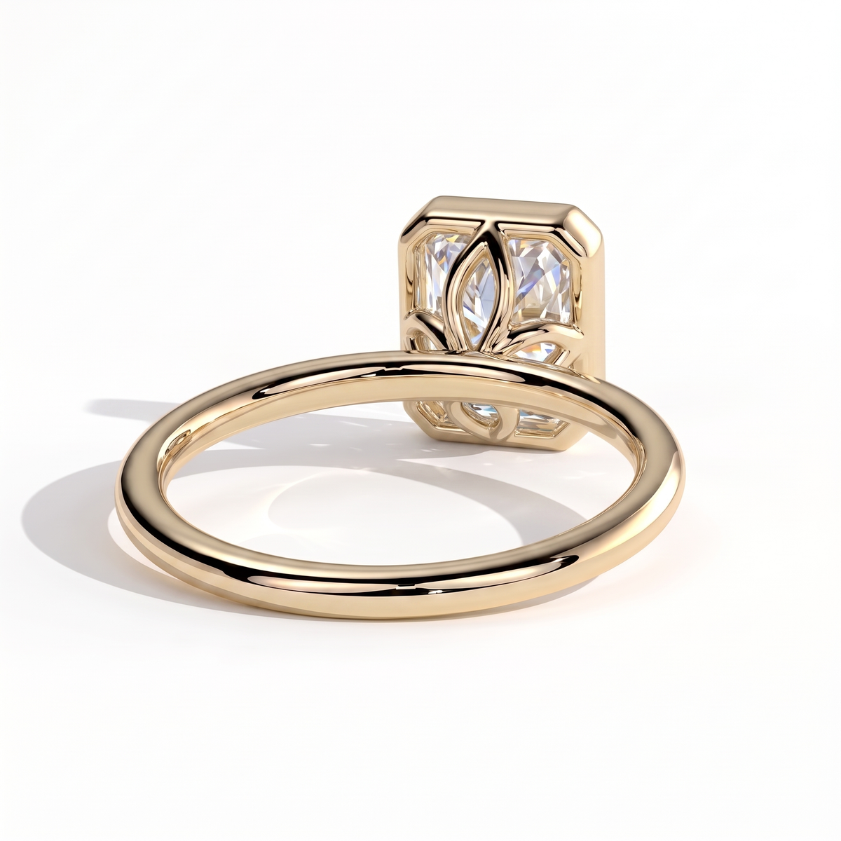 Thalia Radiant Bezel Ring 750 Yellow Gold back view 