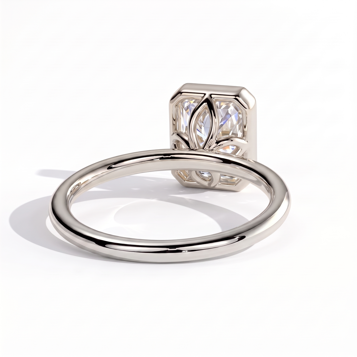 Thalia Radiant Bezel Ring 750 White Gold back view 