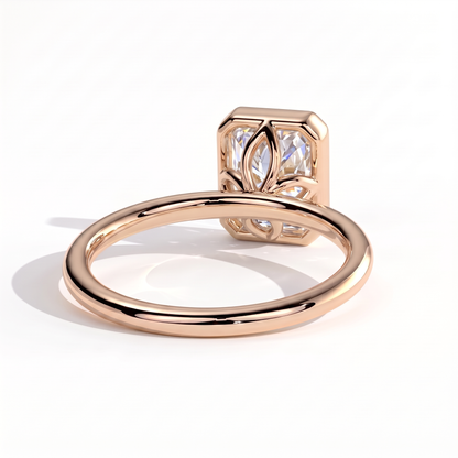 Thalia Radiant Bezel Ring 585 Rose Gold back view 