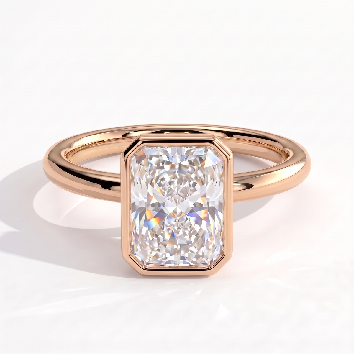 Thalia Radiant Bezel Ring 750 Rose Gold front 