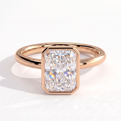 Thalia Radiant Bezel Ring 750 Rose Gold front 
