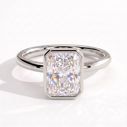Thalia Radiant Bezel Ring 750 White Gold front 