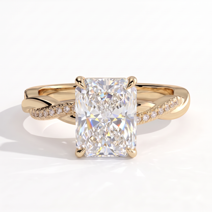 Thyra Radiant Hidden Halo Ring 750 Yellow Gold front 