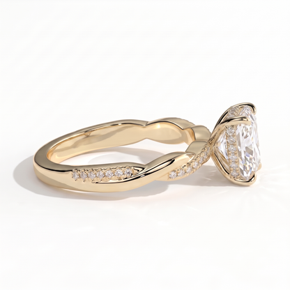 Thyra Radiant Hidden Halo Ring 585 Yellow Gold side view 