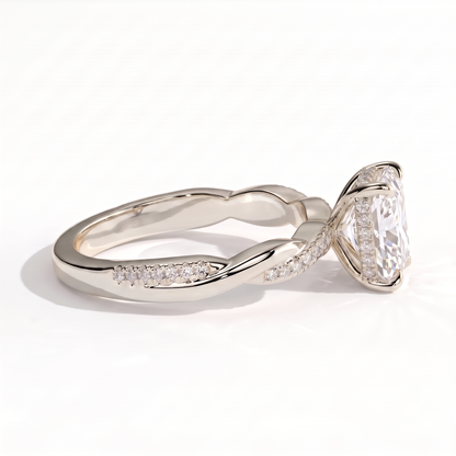 Thyra Radiant Hidden Halo Ring 950 Platinum side view 