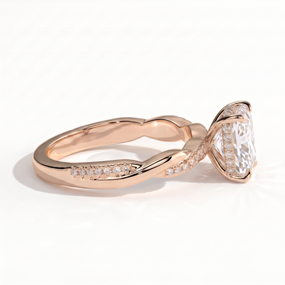 Thyra Radiant Hidden Halo Ring 750 Rose Gold side view 