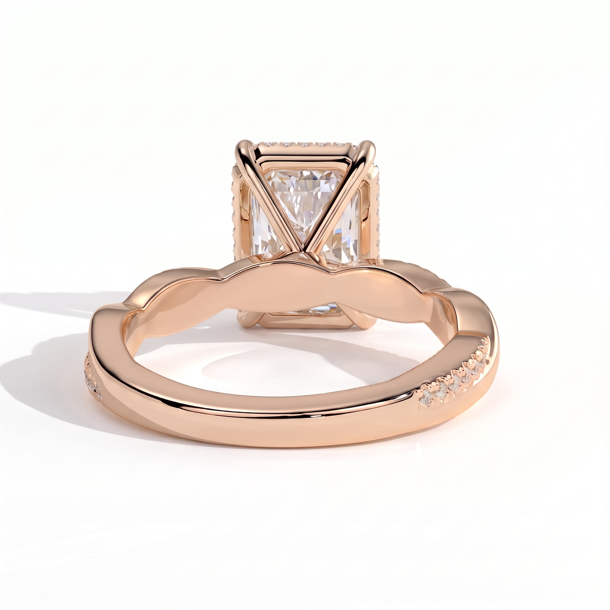Thyra Radiant Hidden Halo Ring 585 Rose Gold back view 