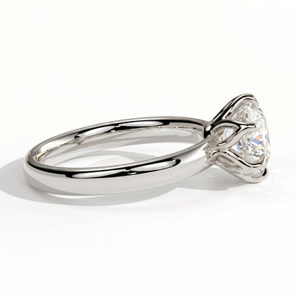 Round lab-grown diamond solitaire engagement ring in 950 platinum, detail view 