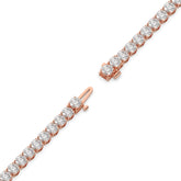 Ilona Tennisarmband mit Labordiamanten im Brillantschliff aus 585 Roségold, volle Länge, Diagonalansicht 