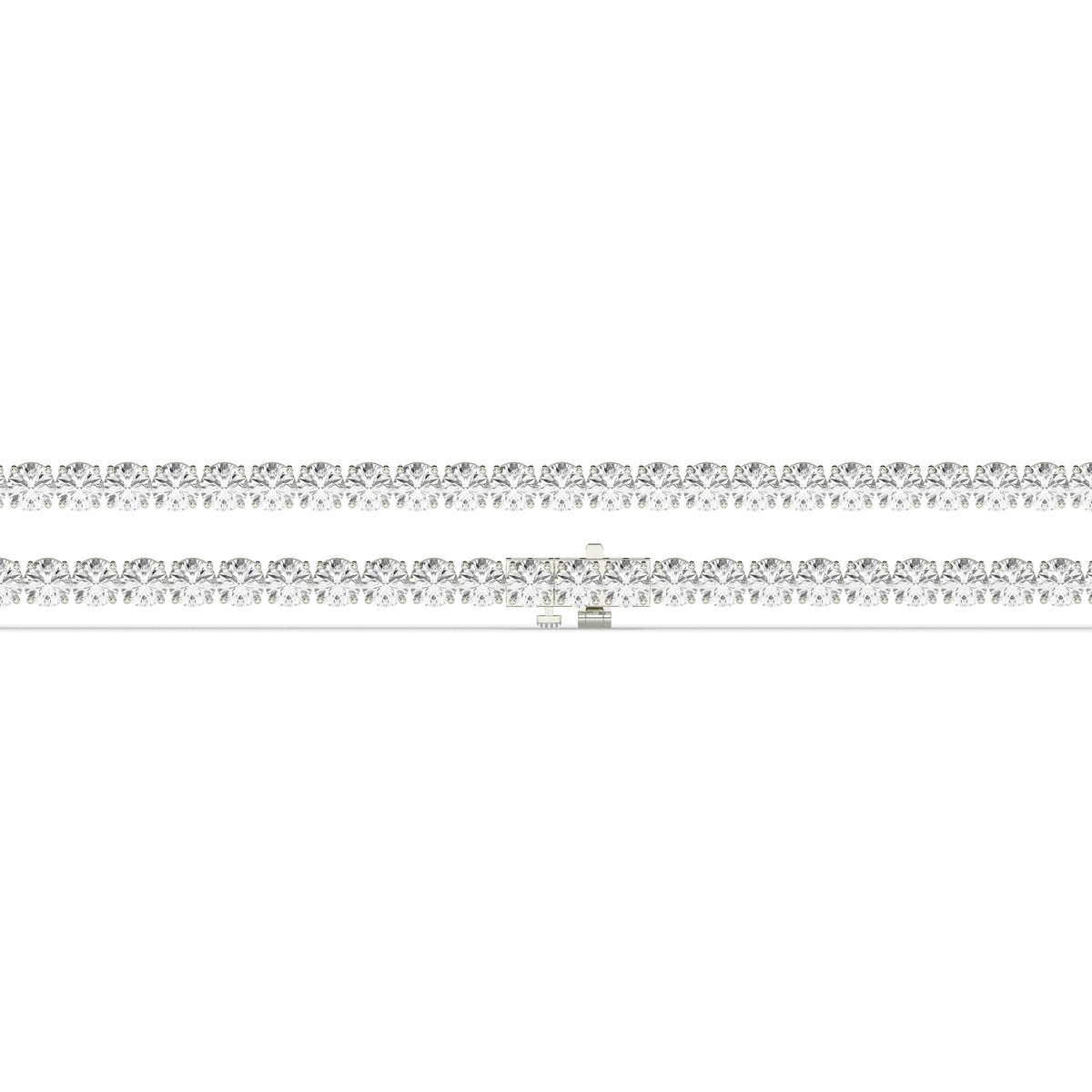 Ilona Tennisarmband mit Labordiamanten im Brillantschliff aus 585 Weißgold, flach liegend, volle Länge 