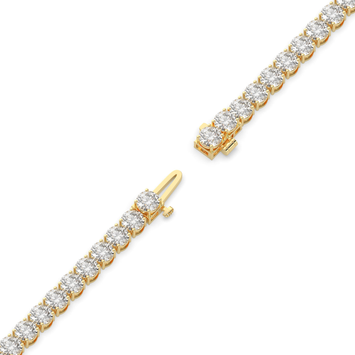 Ilona Tennisarmband mit Labordiamanten im Brillantschliff aus 585 Gelbgold, volle Länge, Diagonalansicht 